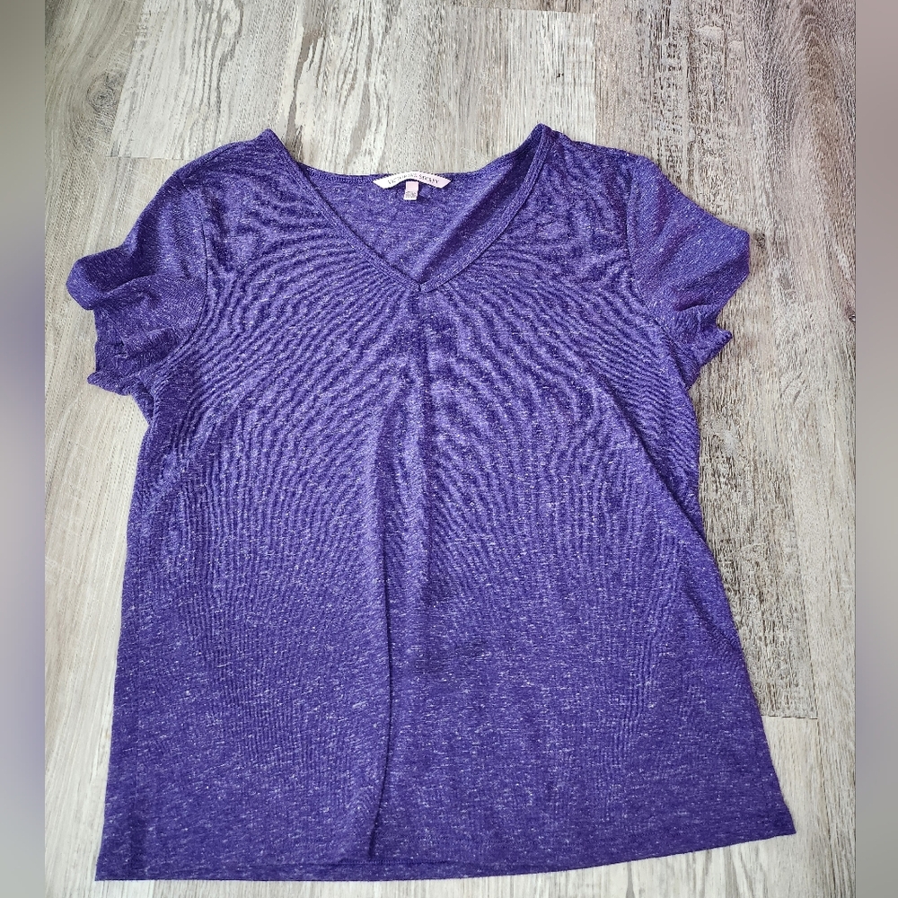 Victoria's Secret Semi Sheer Fitted Purple Short Sleeve T-Shirt